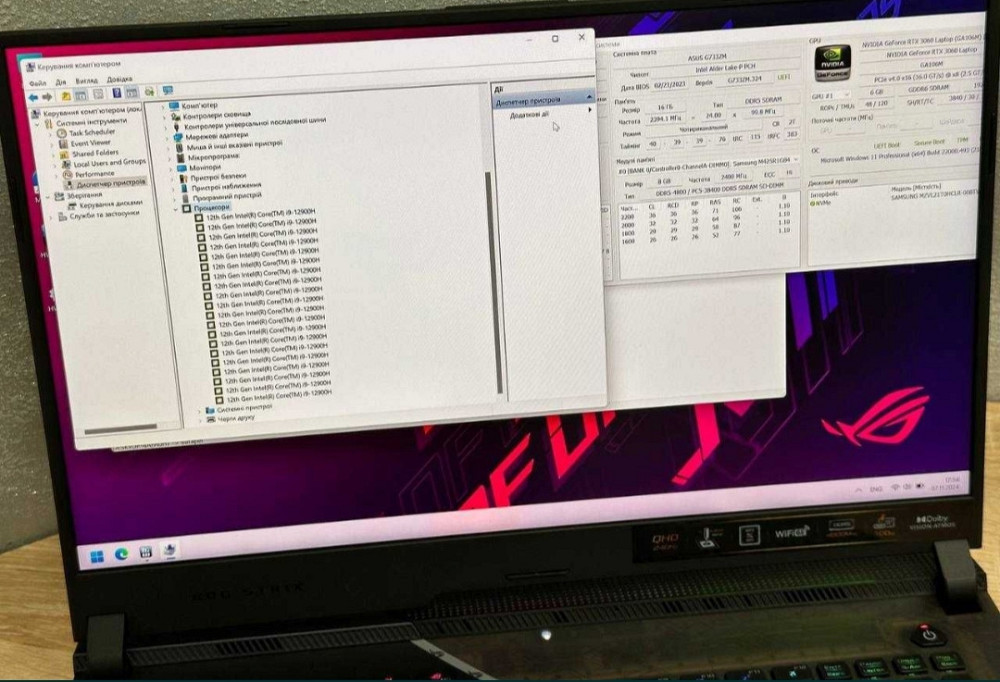 Ноутбук ASUS ROG G733Z 2.5K i9-12900h. 16Gb. DDR5 / 1TB. / RTX 3060 Ігровий. Київ - фото 1