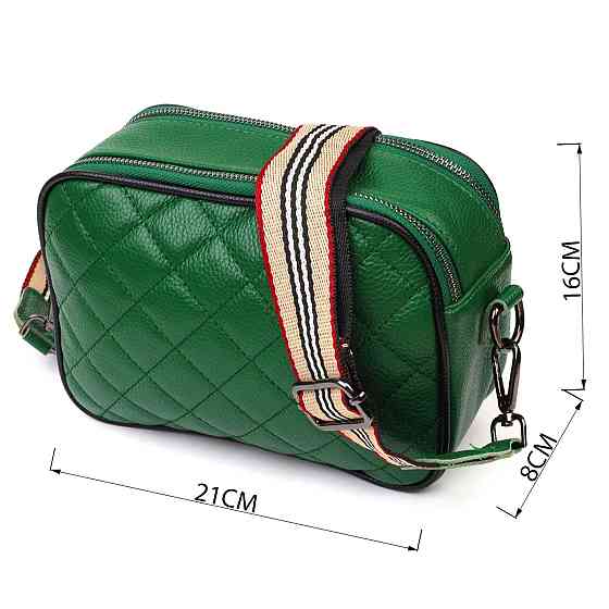 Женская прямоугольная сумка кросс-боди из натуральной кожи 22113 Vintage Зеленая Киев