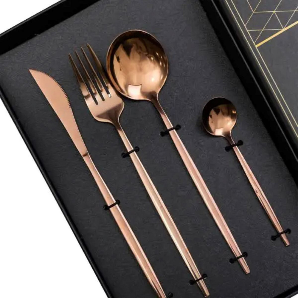 Yiwu Набір столових приборів 24 предмети набір ложок виделок і ножів на 6 персон Бронзовий HP-2 Коломыя - изображение 2