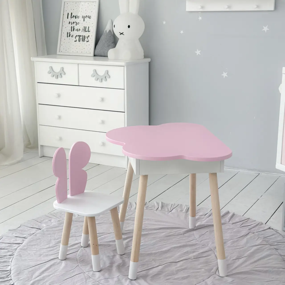 Дитячий стіл Хмара з нішою та стільчиком Метелик (Рожевий) Вінниця - фото 9