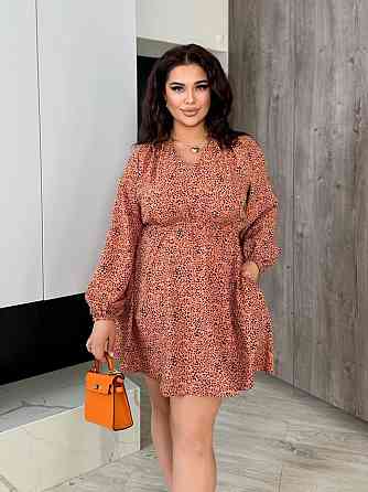 Женское стильное, романтичное, легкое платье из софта Оранжевый, 58/60 Одесса