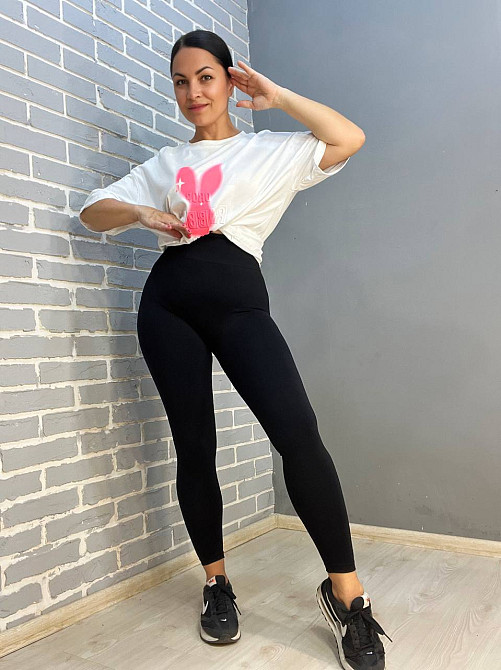 Лосини жіночі LADY HUREM 16312 однотонні пуш-ап фітнес утягуючий пояс чорні, чорний, S-M Київ - фото 9