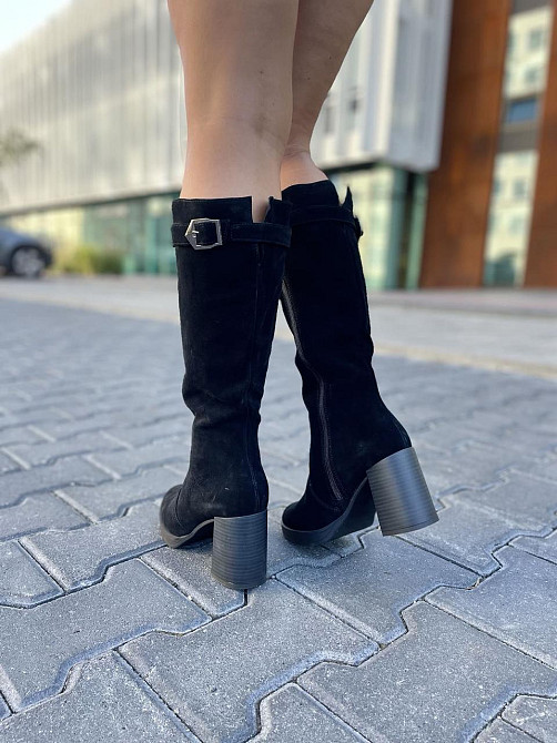 Чоботи жіночі зимові з натуральної замші на підборах чорні / Чоботи замшеві на зиму р. 37, 38 2 Коломыя - изображение 9