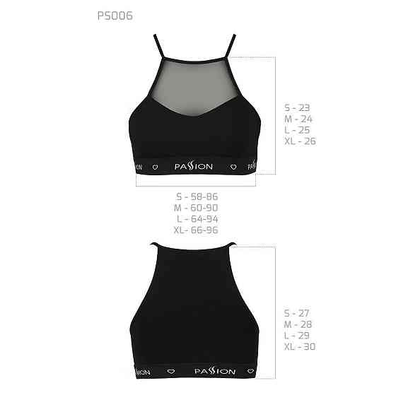 Спортивний топ з прозорою вставкою Passion PS006 TOP XL, black Sex Aura Київ