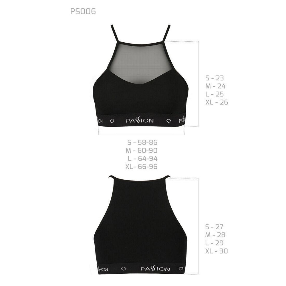 Спортивний топ з прозорою вставкою Passion PS006 TOP XL, black Sex Aura Київ - фото 6