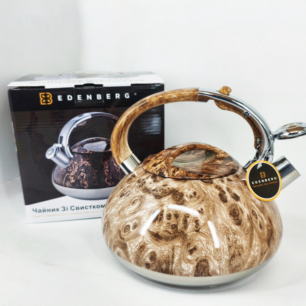 Чайник з потовщеним дном і прогумованою ручкою Edenberg EB-1959 3л, Міцний чайник зі свистком для кухні NR-16 Івано-Франківськ - фото 4