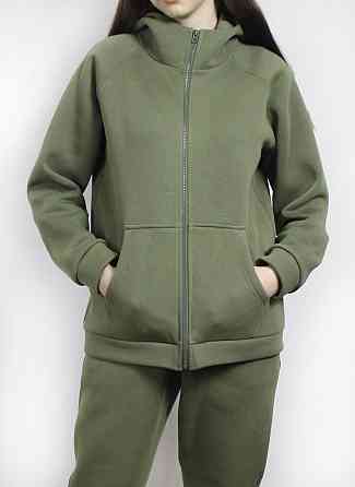 Костюм женский теплый спортивный на флисе кофта на змейке Хаки 46/48 Харьков