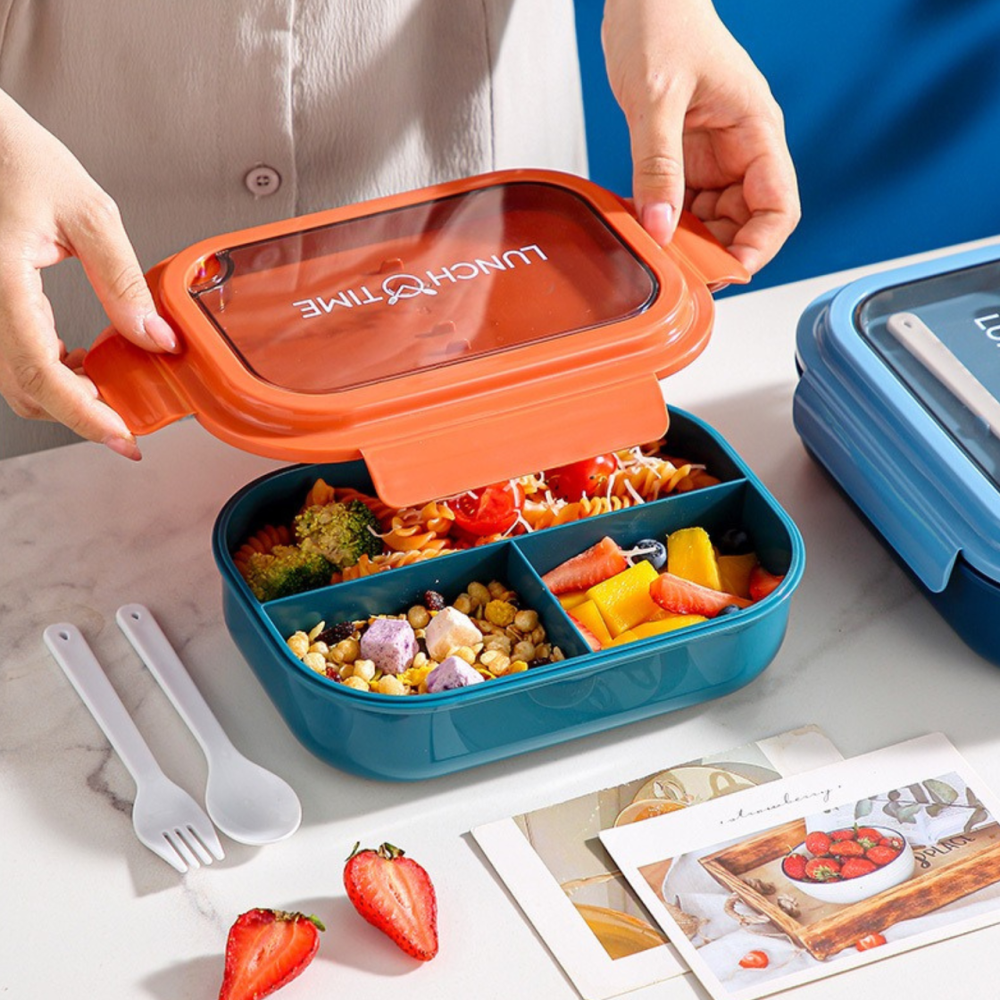 Контейнер,ланч бокс для горячей и холодной еды с отдельными отсеками и столовыми приборами для пищи,оранжевый Каменец-Подольский - изображение 1