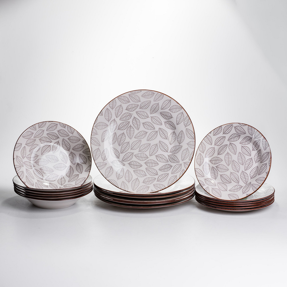 Столовий сервіз на 6 персон 18 предметів набір фарфорових тарілок HP-HK-A6 Коломия - фото 1