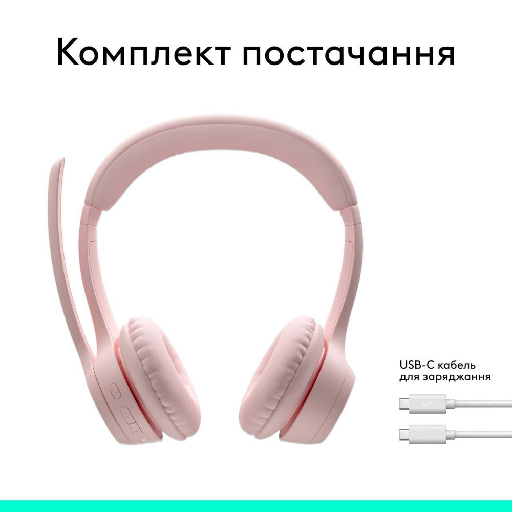 Bluetooth-гарнітура Logitech Zone 300 Wireless Rose (981-001412) Рожевий Харків - фото 10