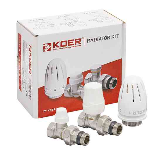 Комплект для підключення радіатора Koer SET-12 - 1/2"x1/2" (прямий) з термоголовкою ВЗ (KR3177) Київ