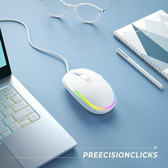 Дротова миша seenda - USB-комп'ютерна миша з RGB-підсвічуванням, оптична світлодіодна миша з підключеним USB-кабелем для ноутбуків Київ - фото 6