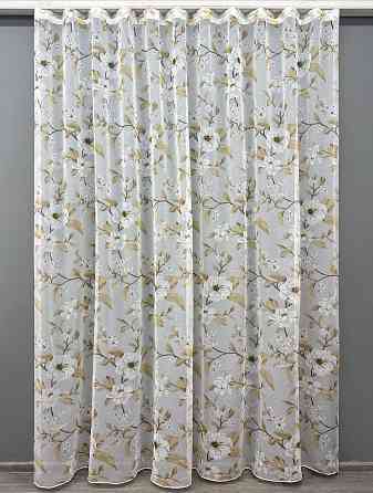 Тюль VR-Textil 1908т Flora Батист Білий з бежевим 400х270 см (42-0994) Київ