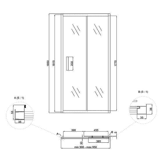 Душові двері в нішу Lidz Aria SD90x185.CRM.FR, скло Frost 5 мм Київ