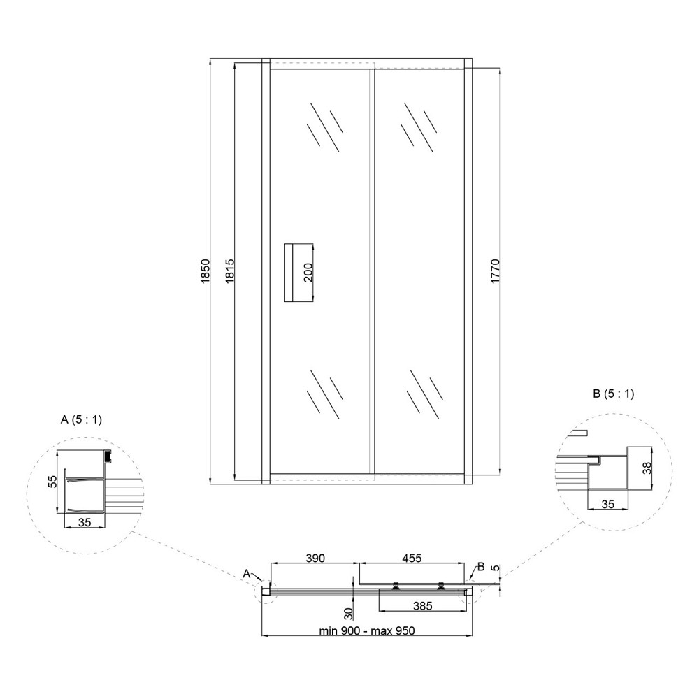 Душові двері в нішу Lidz Aria SD90x185.CRM.FR, скло Frost 5 мм Київ - фото 2