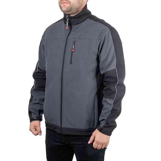 Куртка SOFTSHELL темно-сіро/чорна, тришарова, стрейч 300 GSM 100D, водо-/вітрозахист, 96% поліестер / 4% еластан, 3 кишені, XXXL Львів
