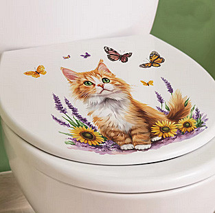 Наклейка на унитаз для декора Котик Киев - изображение 2