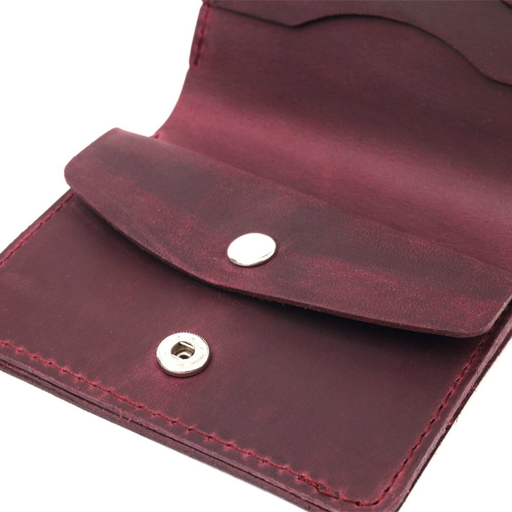 Шкіряне матове портмоне Shvigel 16604 Бордовий Київ - фото 5