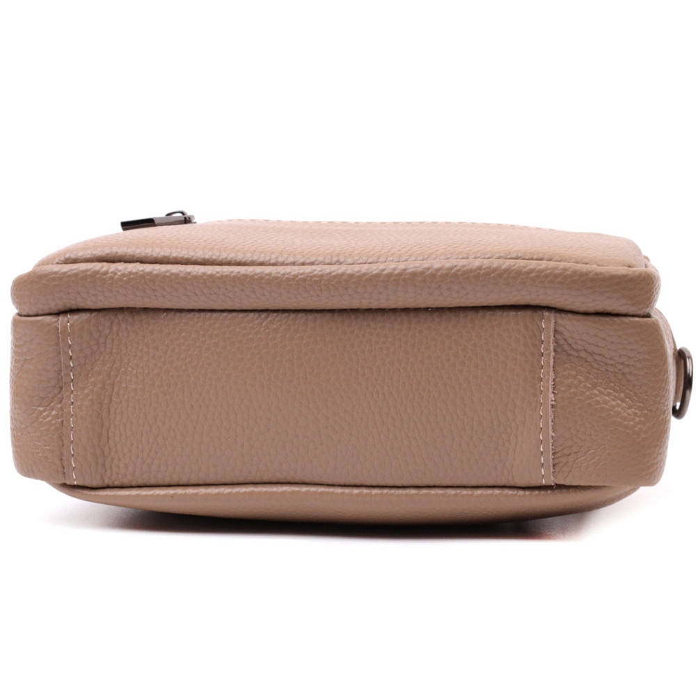 Практичная женская сумка с накладным карманом из натуральной кожи Vintage 22638 Бежевая Киев - изображение 6