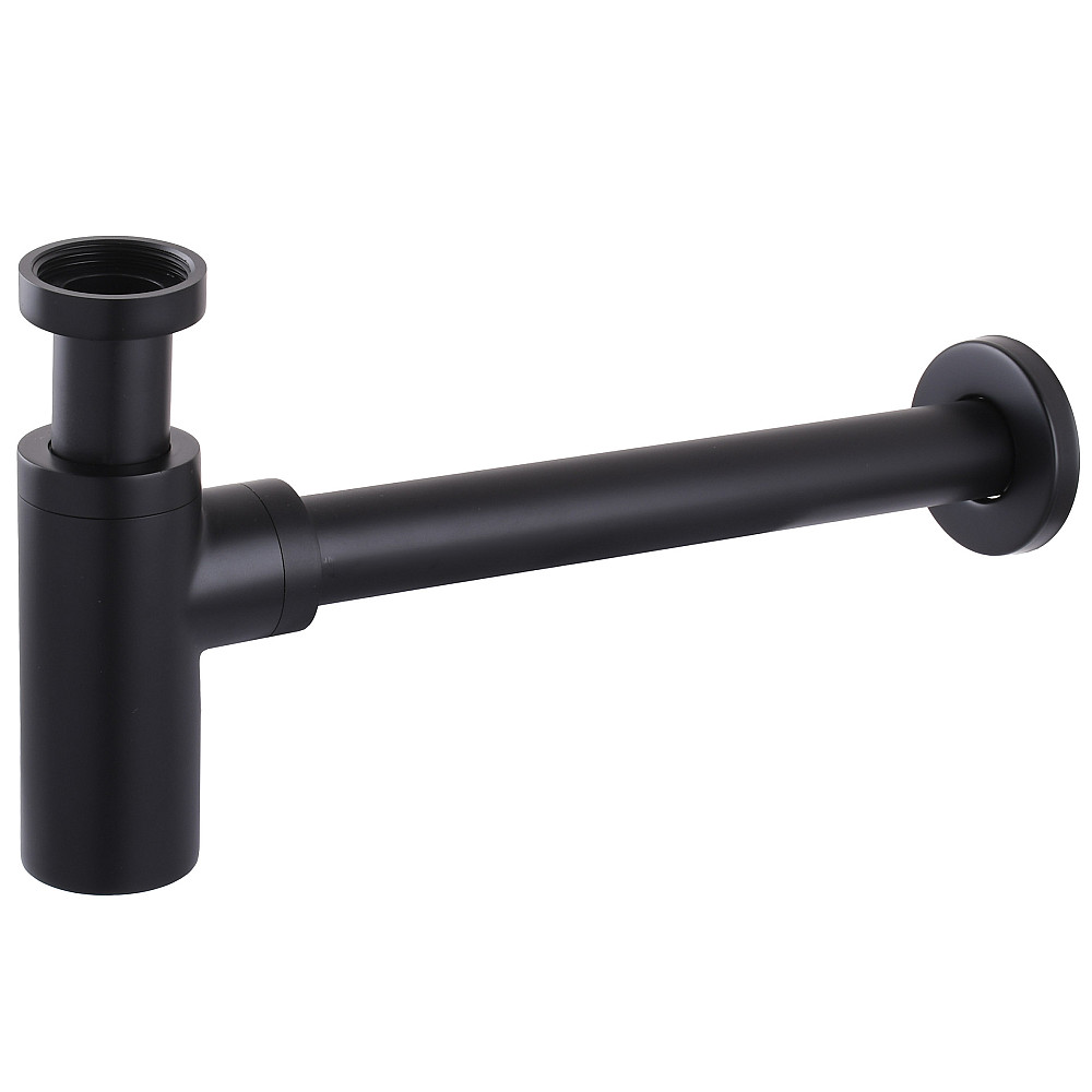 Сифон для раковин циліндричний Globus Lux  GSB-32-125-BB, латунь, 1 1/4″, чорний матовий Тернополь - изображение 2