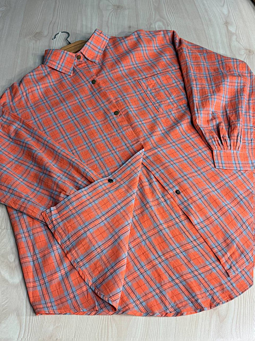 Рубашка женская A-N 7866 супероверсайз в клетку широкая, оранжевий, one size Киев - изображение 8