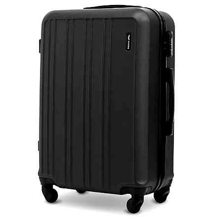 Валіза пластикова Wings HRR01 середня 65 см чорна Київ