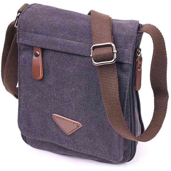 Вертикальная мужская сумка текстильная 21265 Vintage Черная Киев