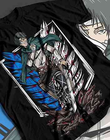 Футболка аниме Атака титанов оверсайз (S/M/L) Черний AnimeJ1005 Днепр