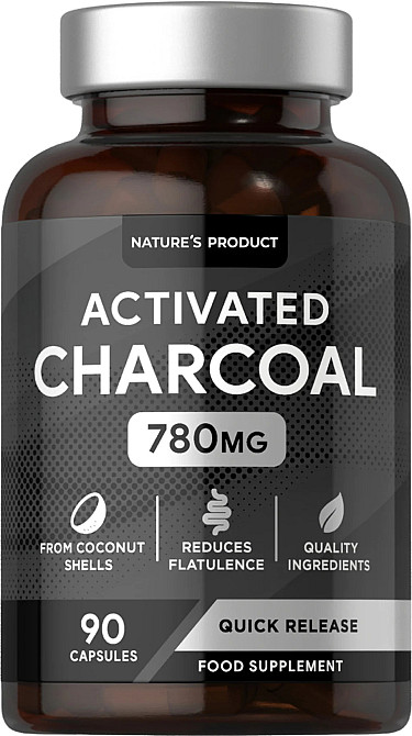 Activated Charcoal, 780 mg, 90 Capsules Луцьк - фото 1