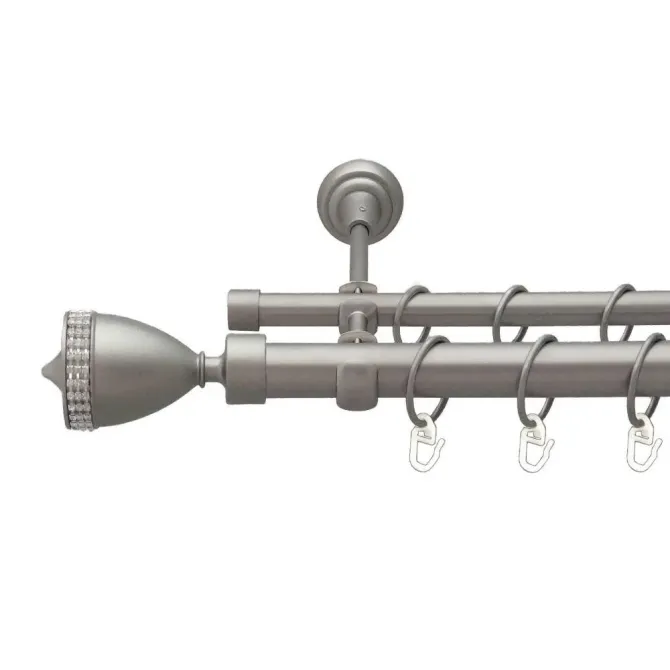 Карниз Orvit Етернія металевий дворядний відкритий гладка труба кільце металеве Сатин 25\16 мм 200 см (6353164) Львів - фото 1