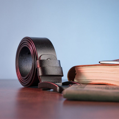 Ремень Vintage Мужской кожаный Черный (20222) Винница - изображение 2