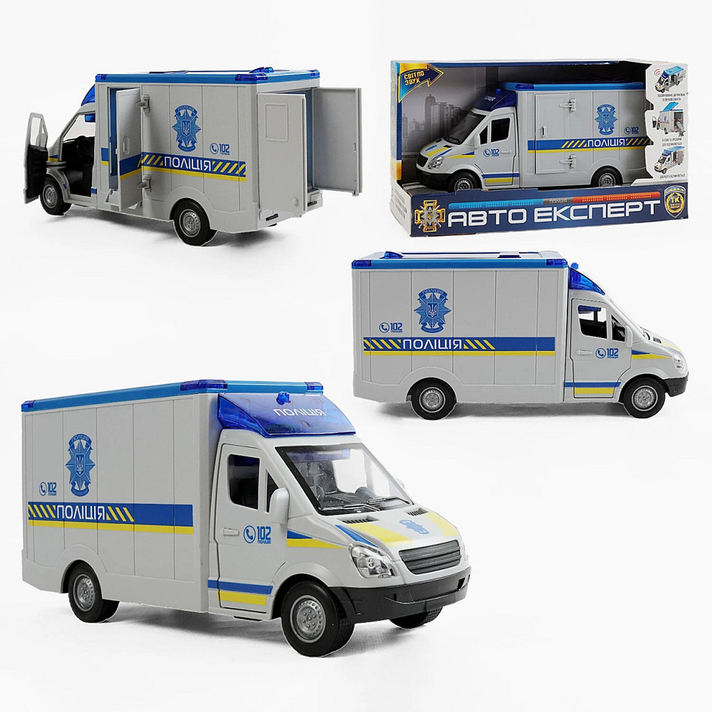 Машинка Авто Експерт Поліція інерція звук підсвічування вірші пісні звук сирени двері та дах відкриваються Біло-синя (ТК-73429) Чернігів - фото 1