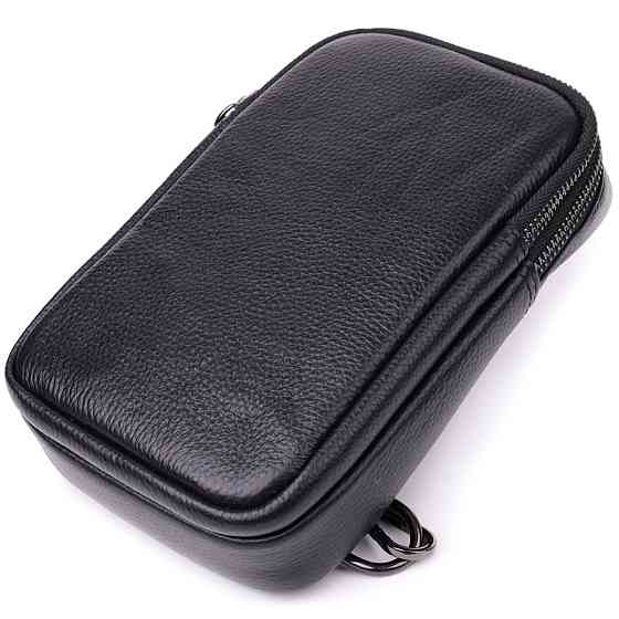 Небольшая слинг сумка для мужчин из натуральной кожи Vintage sale_15105 Черный Киев