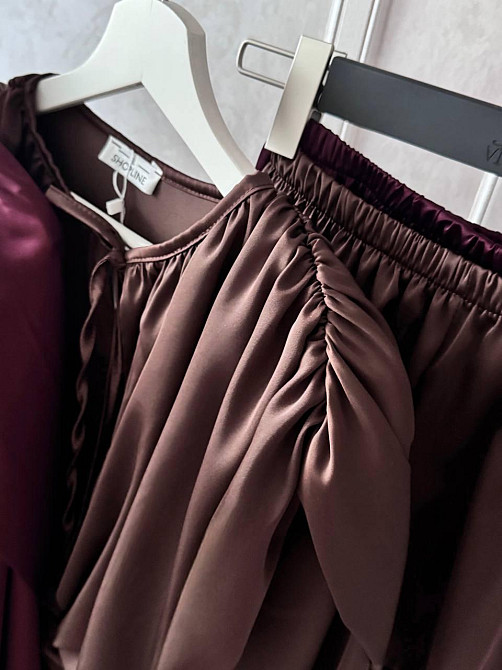 Женское легкое платье с объемной драпировкой шелк армани Шоколад Одесса - изображение 4