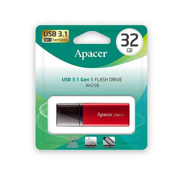 Флешка Apacer USB накопичувач 3.1 AH25B 32Gb, колір червоний AP32GAH25BR-1 Одеса
