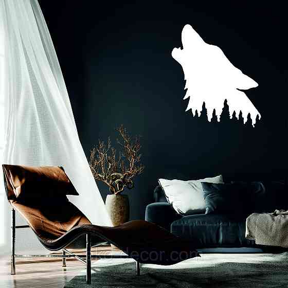 Декоративное настенное Панно «Волк», Декор на стену 90*78 см, Белый Киев