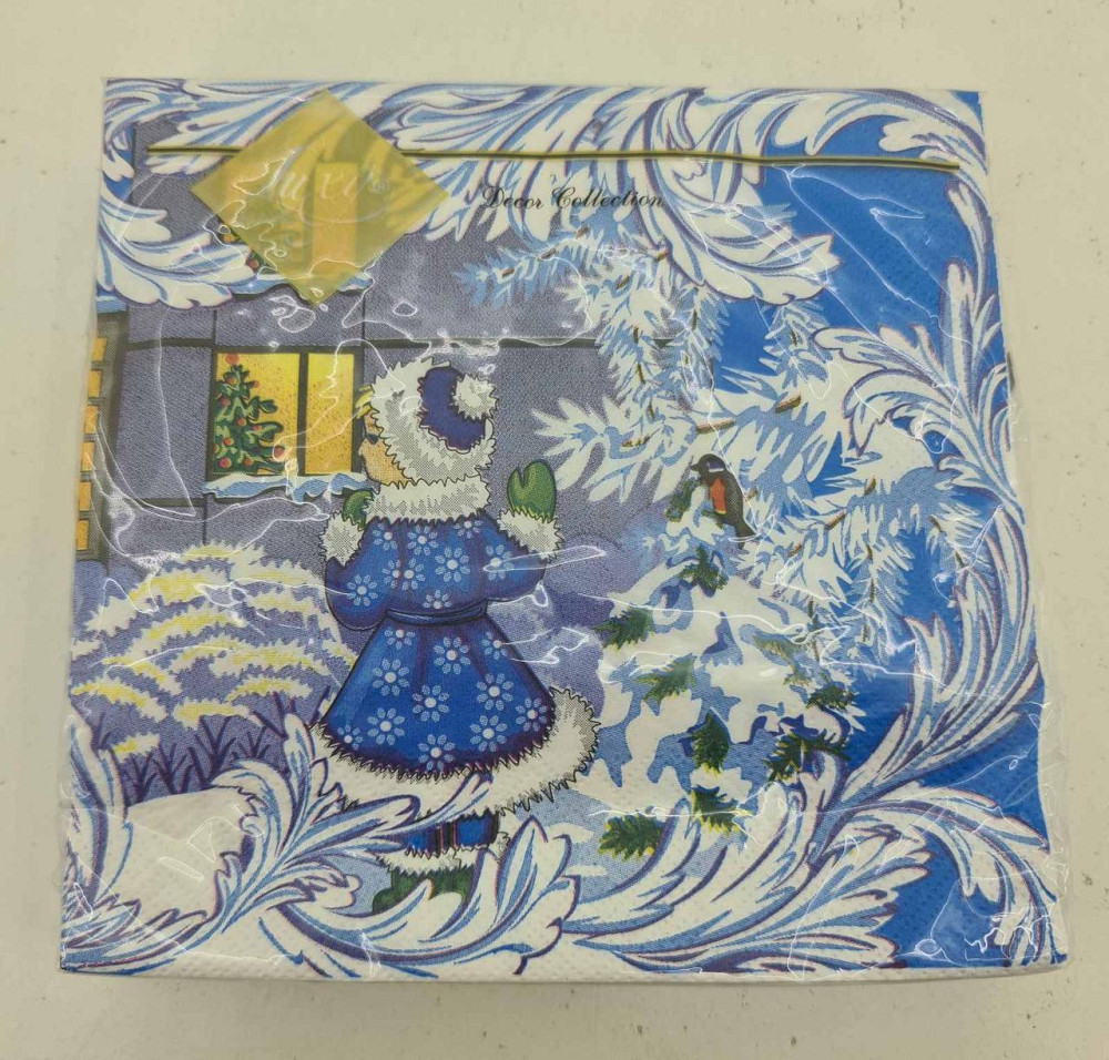 Новогодняя бумажная салфетка (ЗЗхЗЗ, 20шт) LuxyНГНовогодний визит        (504) (1 пачка) Харьков - изображение 2