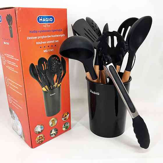 Нейлонове кухонне начиння Magio, Набір кухонний на стійці, Силіконові аксесуари для кухні GJ-15 Івано-Франківськ