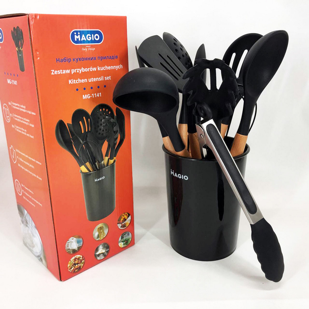 Нейлонове кухонне начиння Magio, Набір кухонний на стійці, Силіконові аксесуари для кухні GJ-15 Івано-Франківськ - фото 6