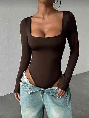 Жіночий базовий боді з квадратним вирізом мікродайвінг Шоколад, 42/46 Одеса