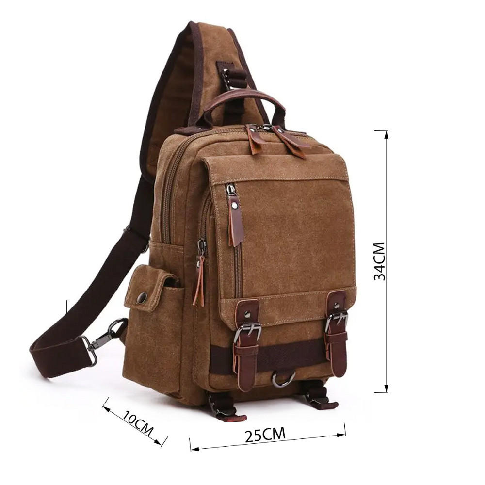 Сумка-рюкзак на одно плечо Vintage 20142 Коричневая Киев - изображение 8