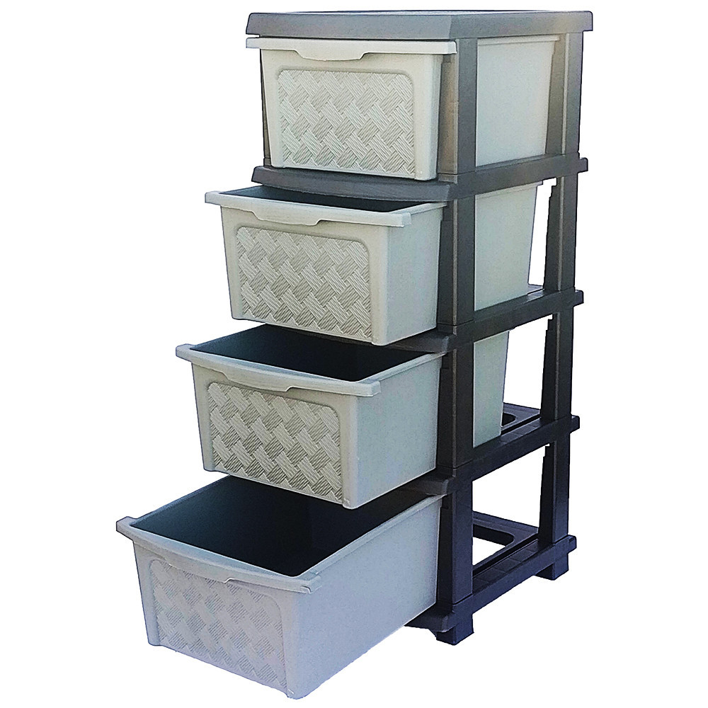 Комод пластиковый серо-чёрный 