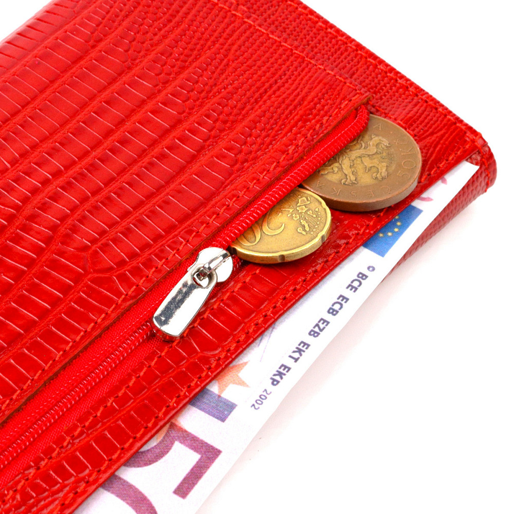 Яскравий гаманець для жінок із натуральної фактурної шкіри CANPELLINI 21823 Червоний Київ - фото 4