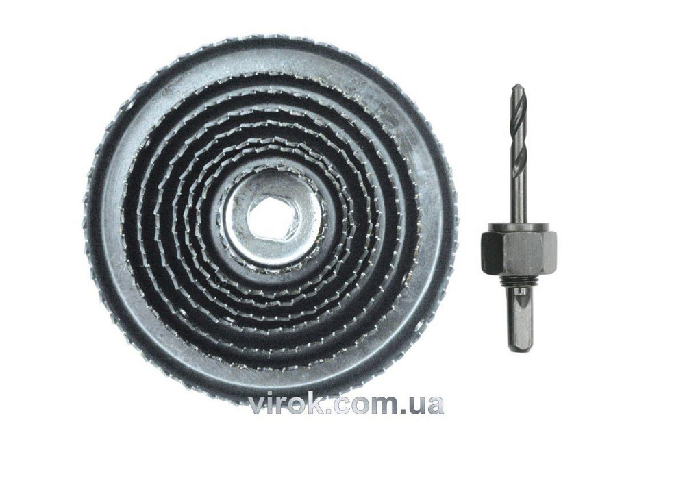 Пили кільцеві по дереву VOREL + свердло Ø=38-127 мм, h=21 мм. направл. Ø — 6 мм, кпл. 9 шт. [6/24] Одеса - фото 1