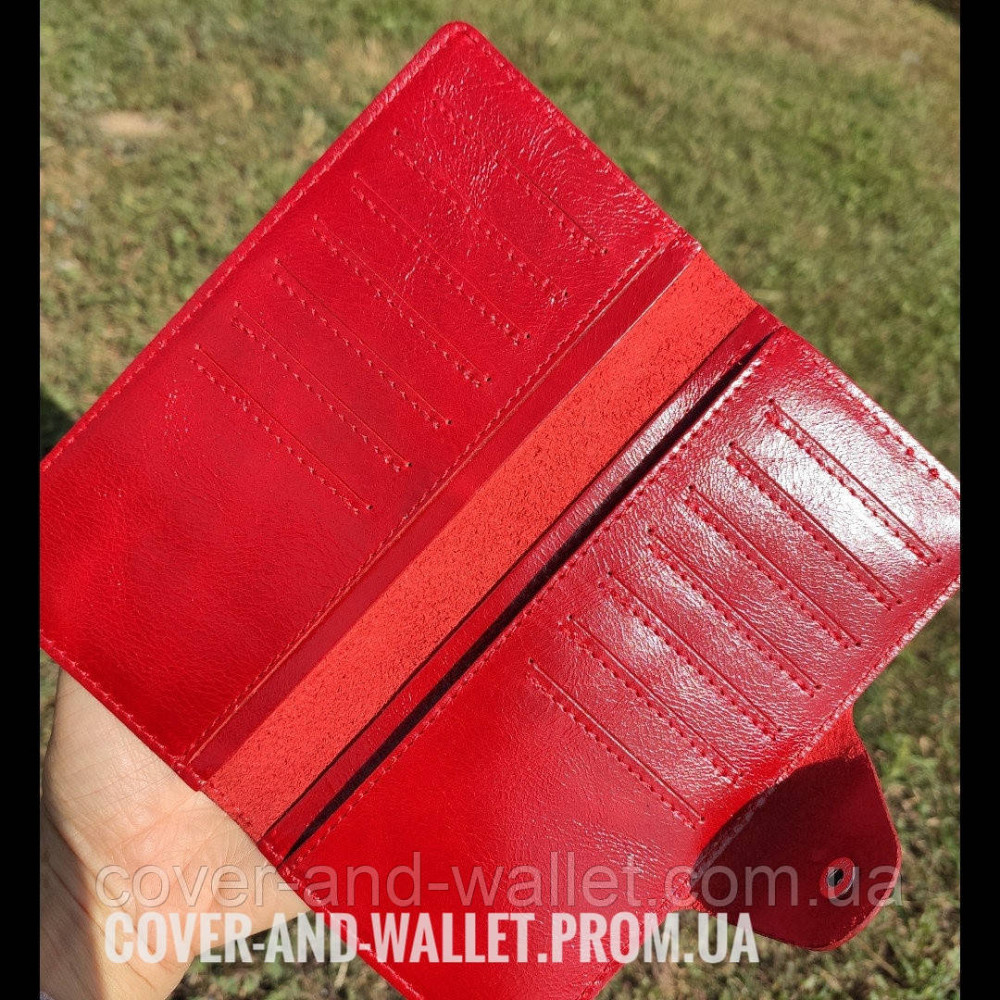 Тонкий довгий жіночий гаманець купюрник червоного кольору Puos Київ - фото 5