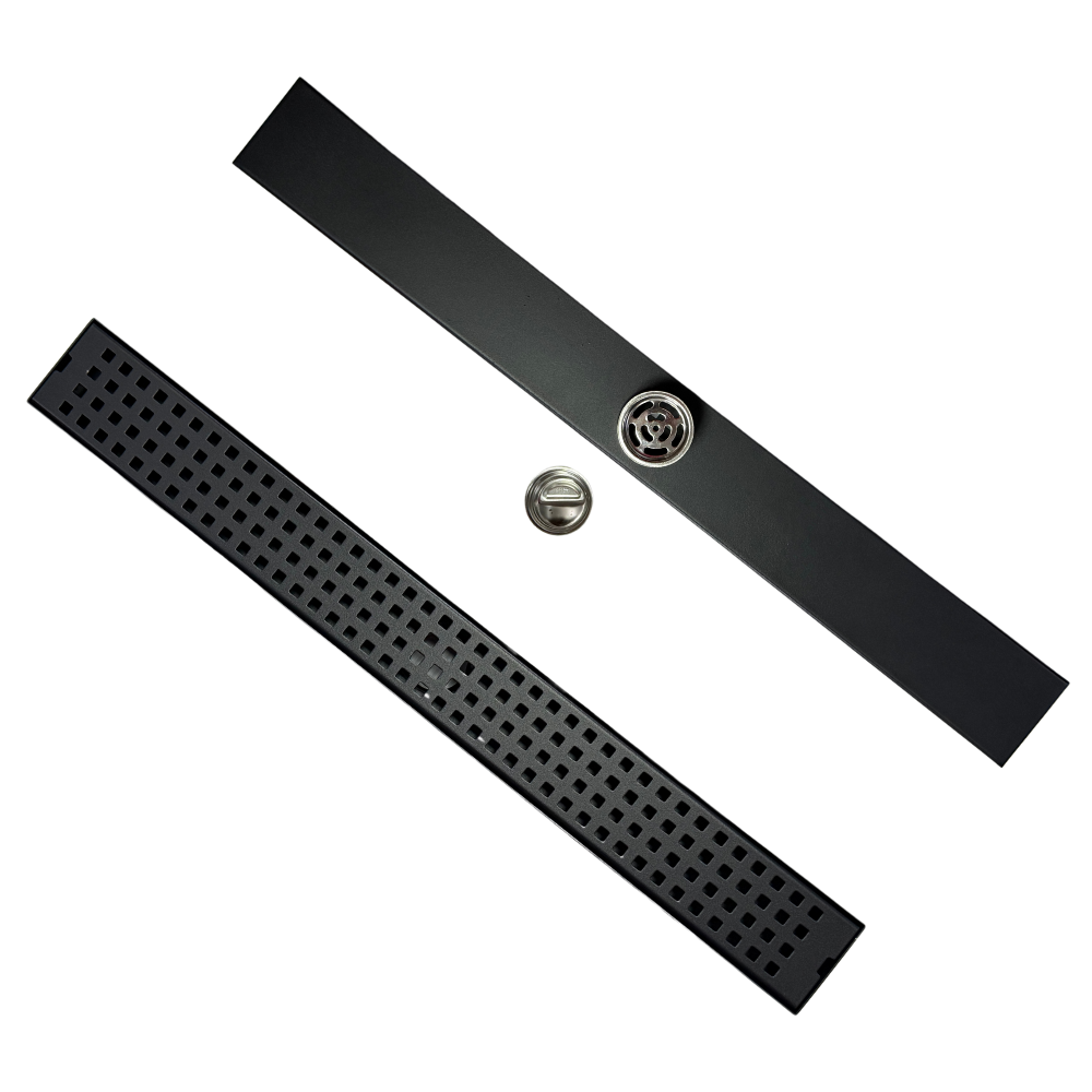 Трап для душу та ванної кімнати під плитку з нержавіючої сталі для зливу води, лінійний, підлоговий 60х6. 8х2 см,чорний Кам'янець-Подільський - фото 2