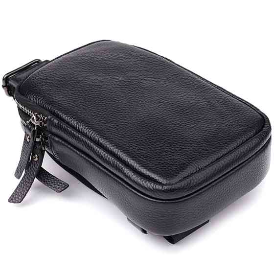 Сумка-слинг для мужчин из натуральной кожи Vintage 22955 Черный Киев