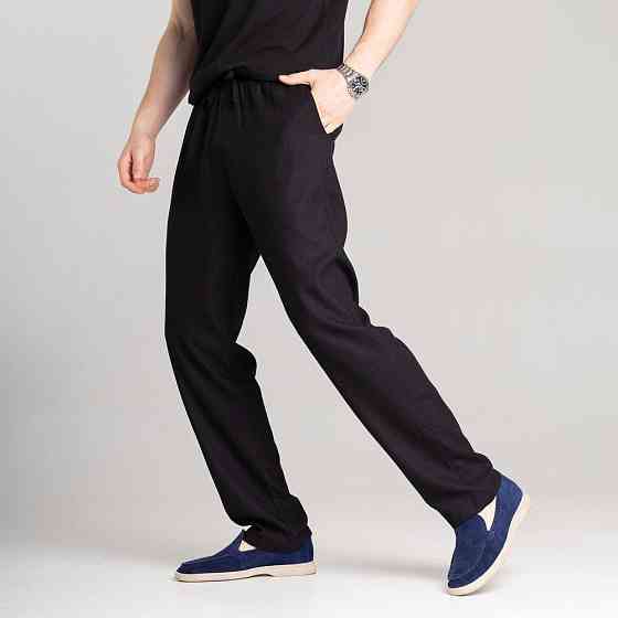 Мужские льняные брюки свободного кроя чорні Pobedov Chill Киев