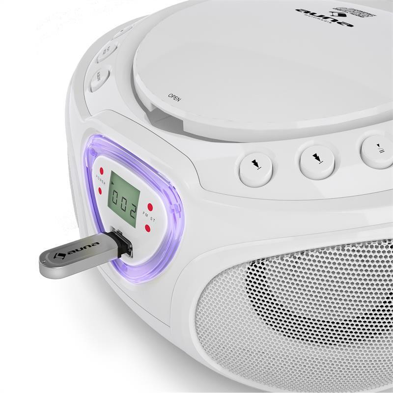 Roadie CD Boombox FM Radio Light Show CD Player Bluetooth 5.0 White (Германия, читать описание) Рівне - фото 8