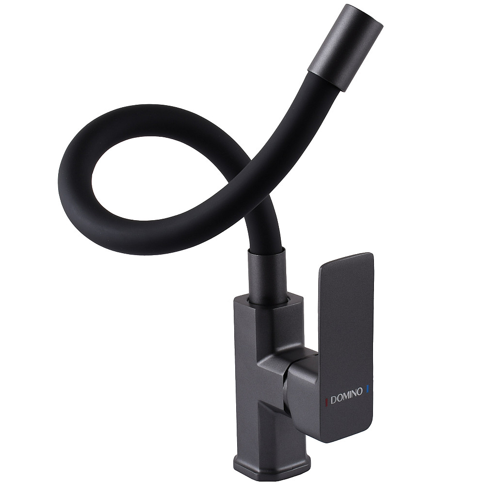 Змішувач для кухні DOMINO MALIBU DMM-203LR-GP-BL Графіт+ЧОРНИЙ гофровилив На Гайці Луцк - изображение 6